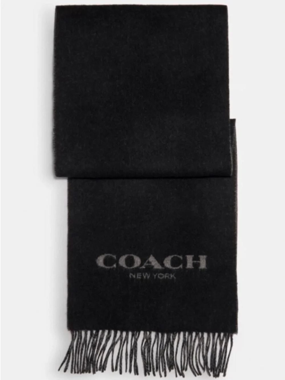 Coach Bi-Color Logo Scarf in Black and Gray